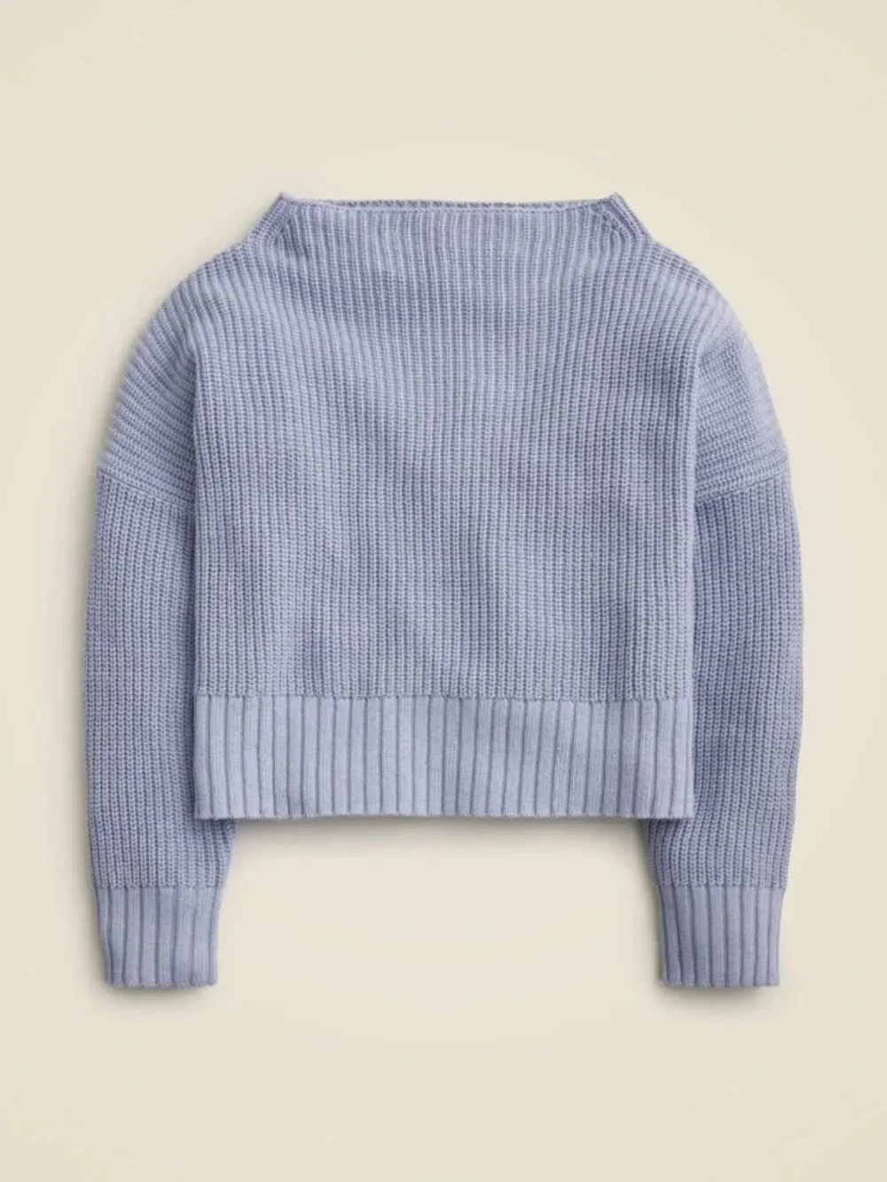 NWOT J. Crew Ribbed funnelneck sweater linen-cotton blend Lavender Lakeshore - M